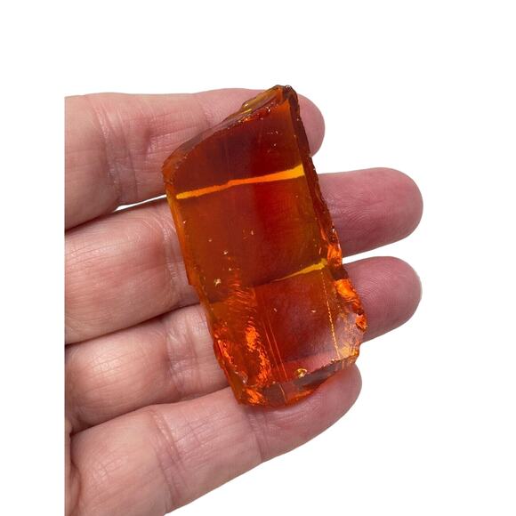 Amberina Art Glass Cullet Glowing Translucent Cadmium #GLSM23210 - Picture 5 of 7